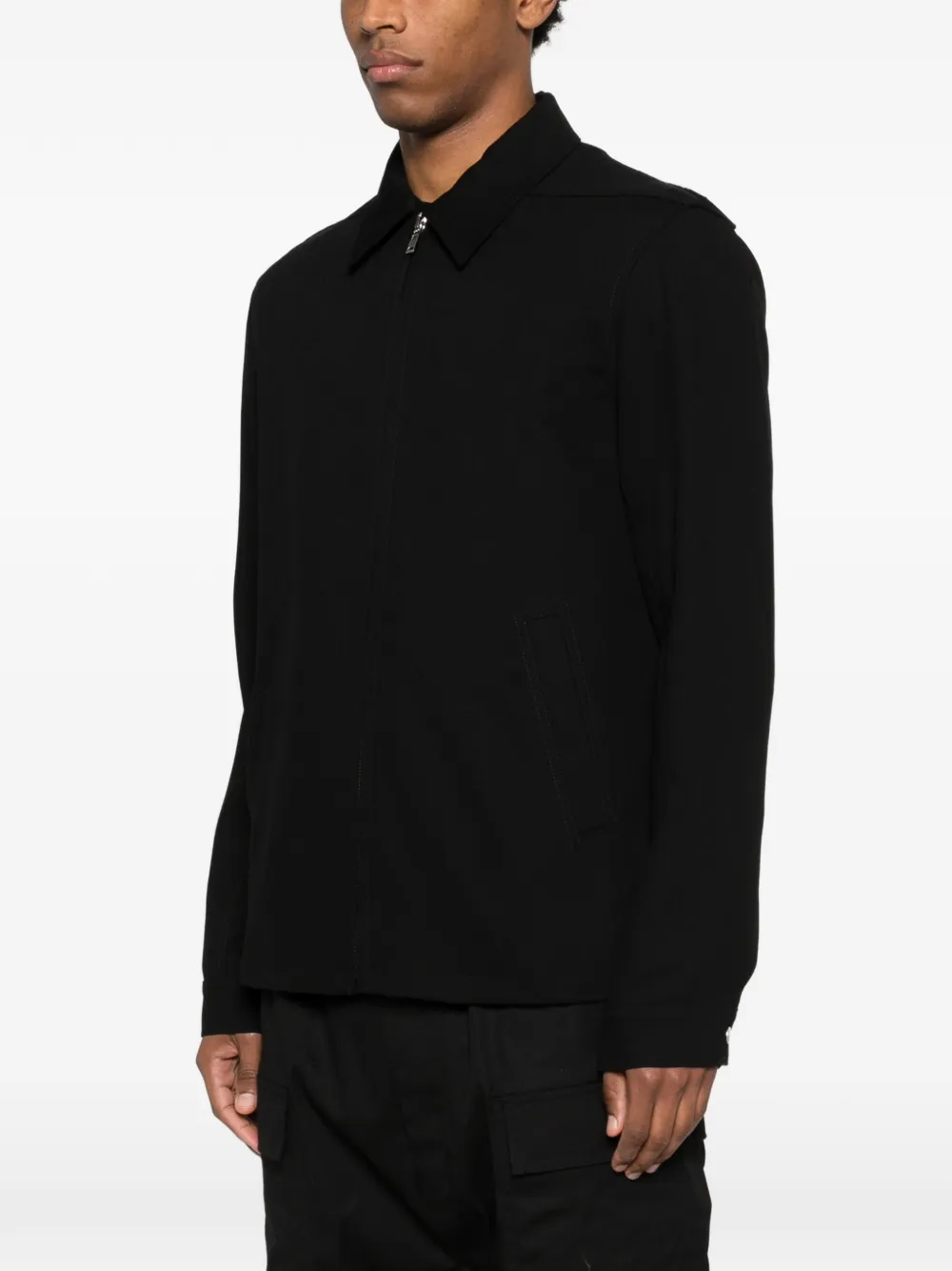 Rick Owens Bomberjack met puntige kraag en lange mouwen Zwart