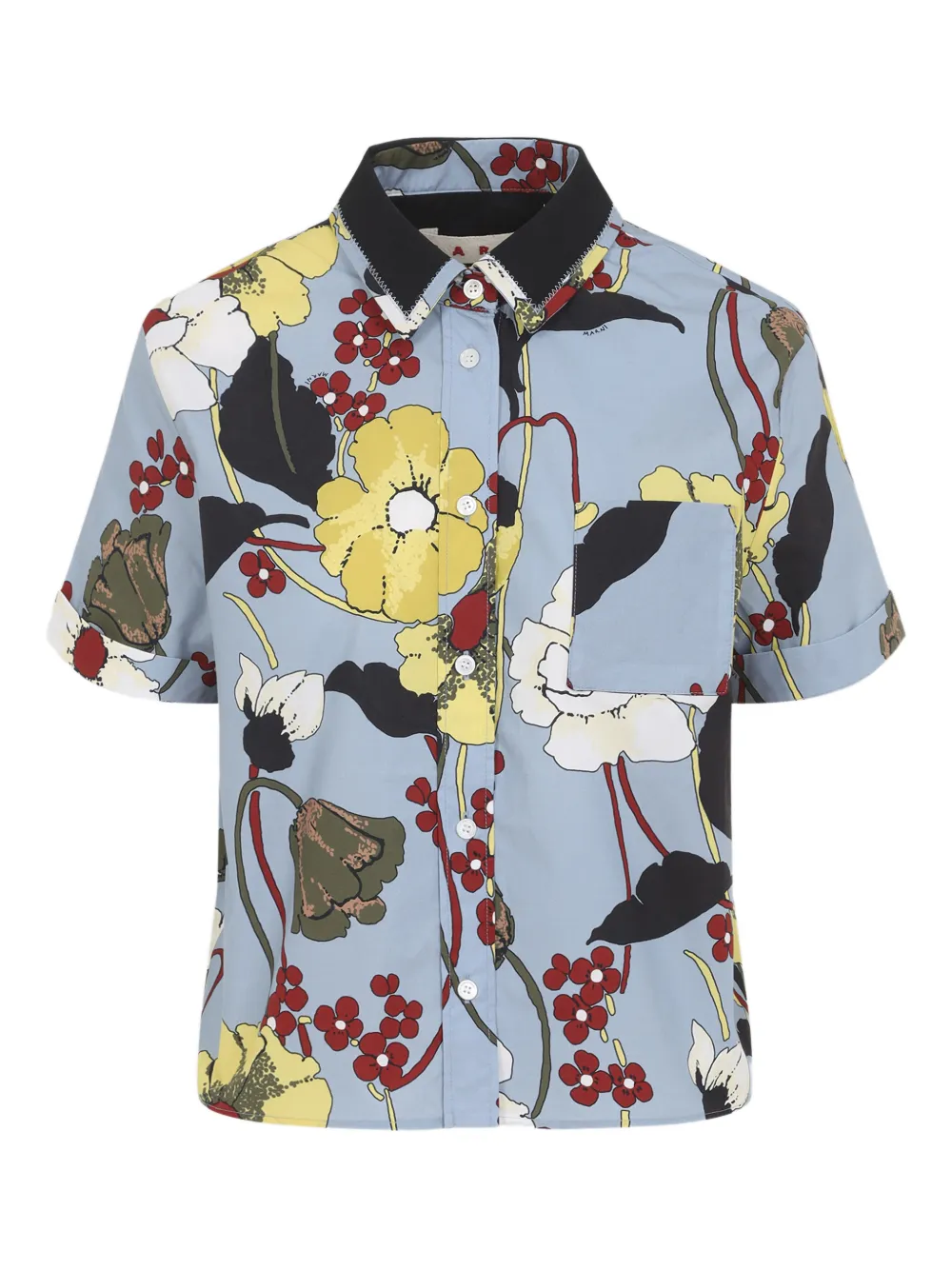 Marni floral pocket cotton shirt - Blu