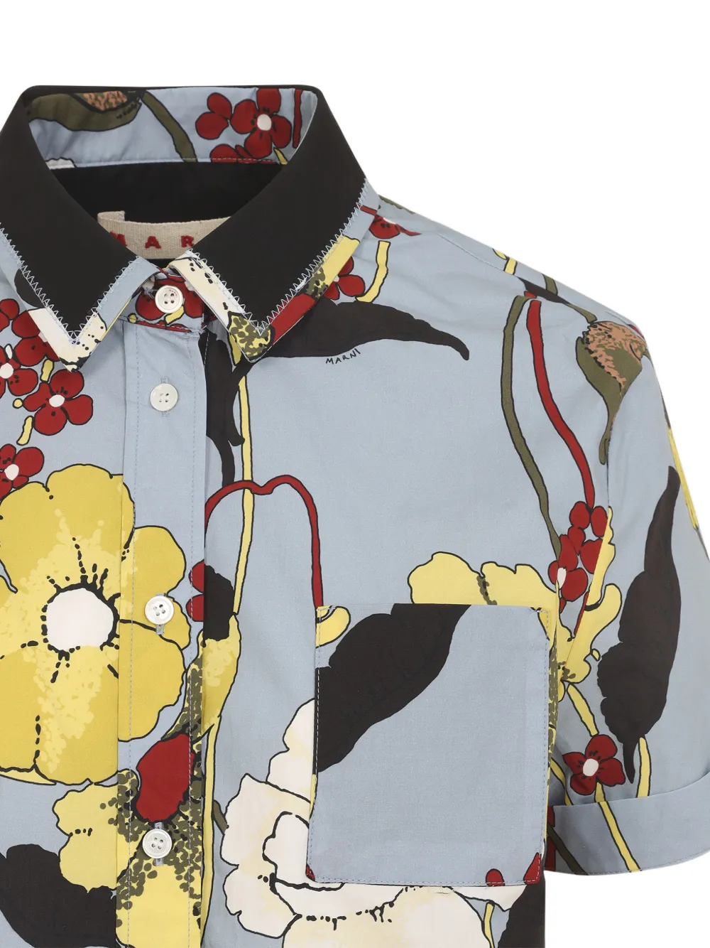 Marni Katoenen blouse met bloemenzak Blauw
