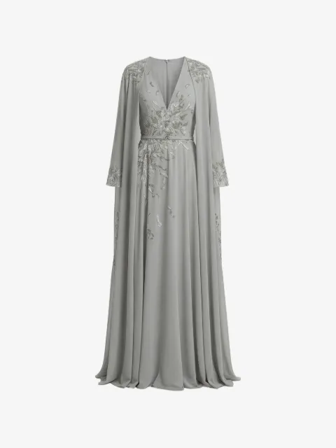 Saiid Kobeisy embroidered cape V-neck dress