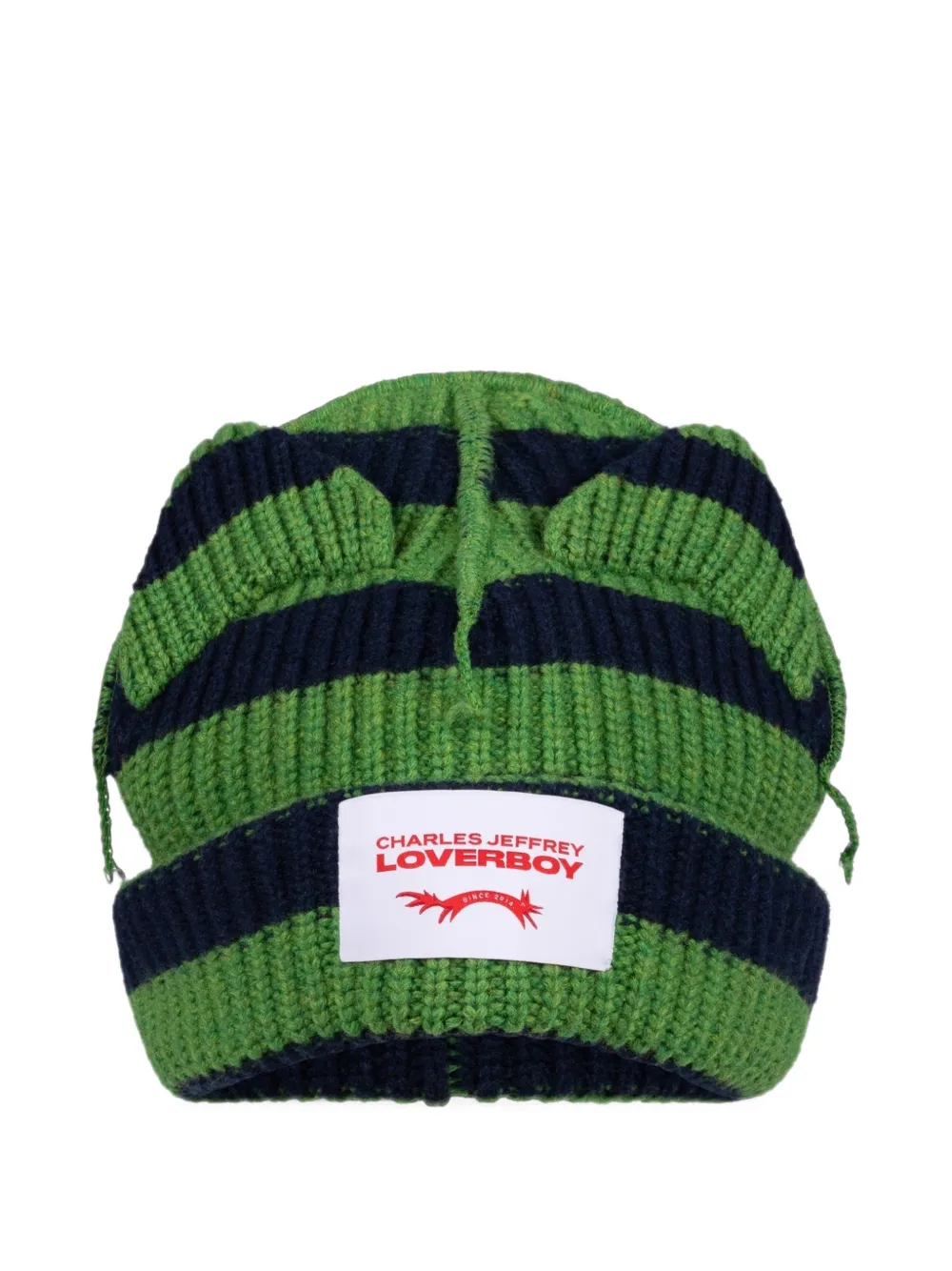 Charles Jeffrey Lover Supersized Chunky Ears gestreepte muts Groen