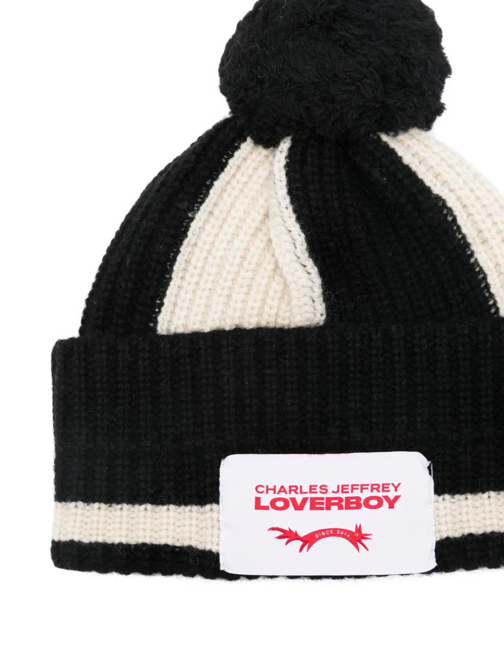 Pompom Striped Beanie