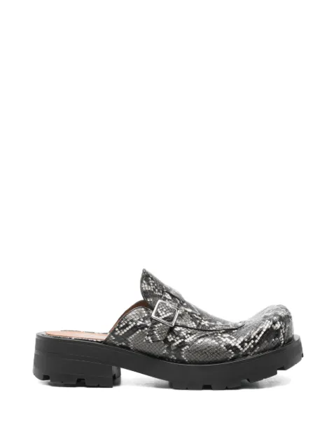 Charles Jeffrey Loverboy snakeskin buckle mules