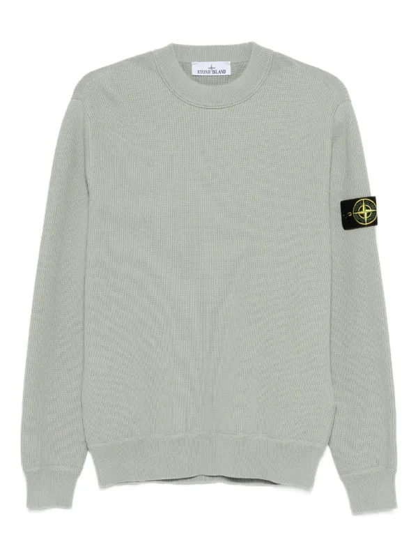 Stone Island 5100154 Ribbed Soft Organic Cotton Jumper in Green