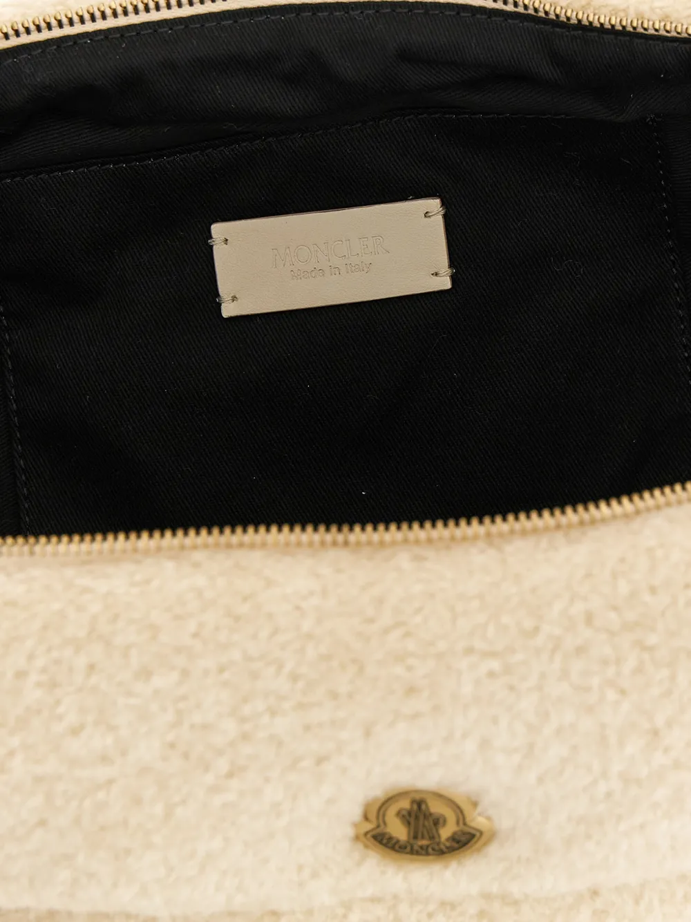 Moncler Caradoc gewatteerde teddy make-up tas Beige