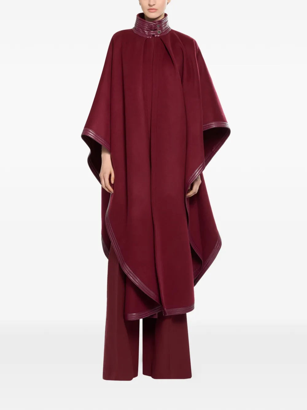 Elie Saab Cape met hoge hals Rood