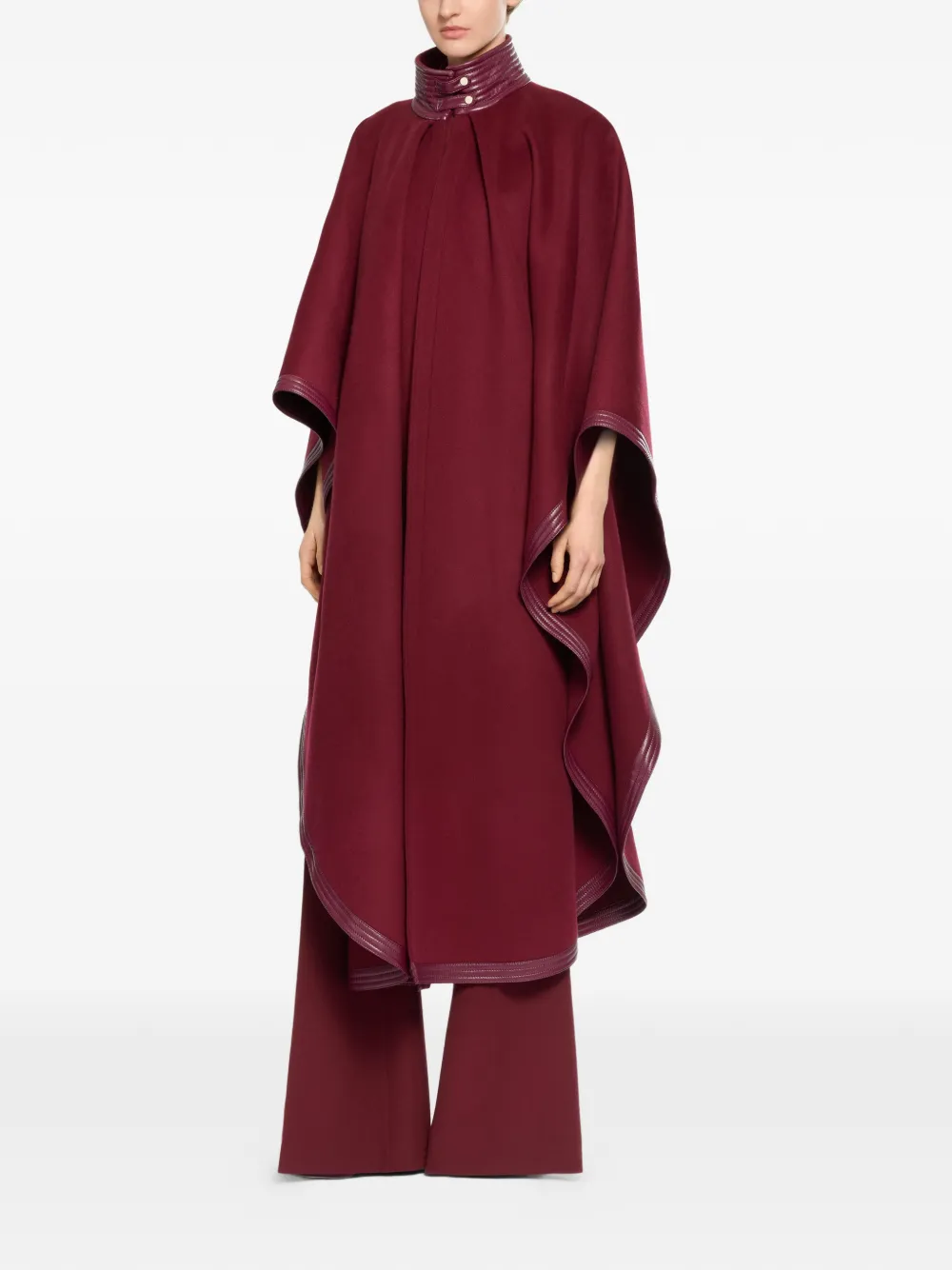 Elie Saab Cape met hoge hals Rood