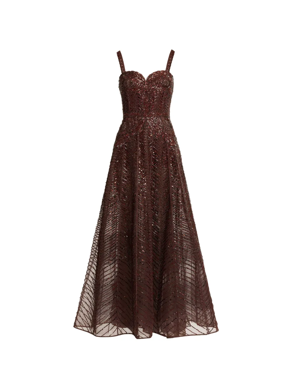 Elie Saab Abito lungo con perline - Marrone
