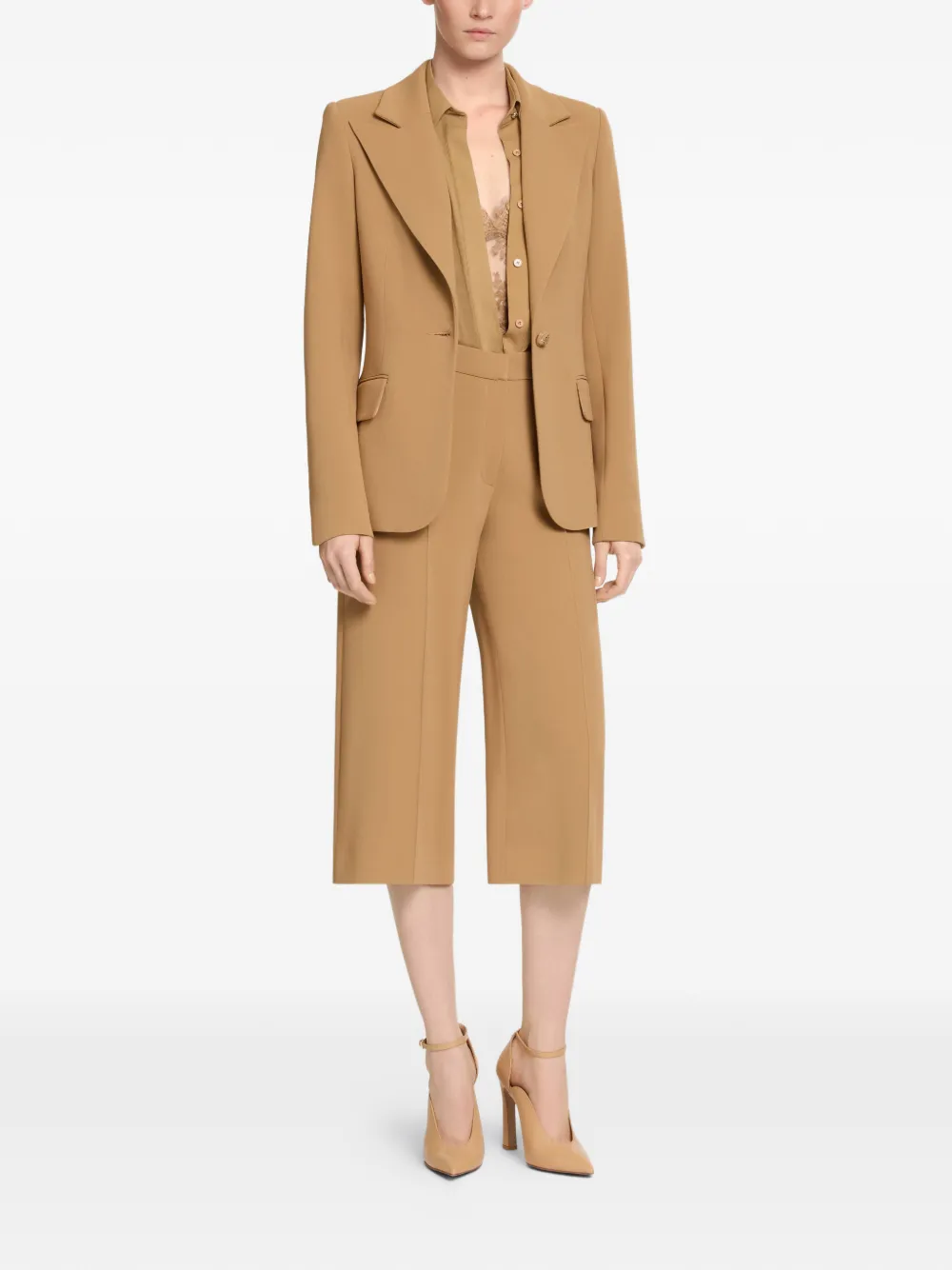 Elie Saab Blazer met gekerfde revers Beige