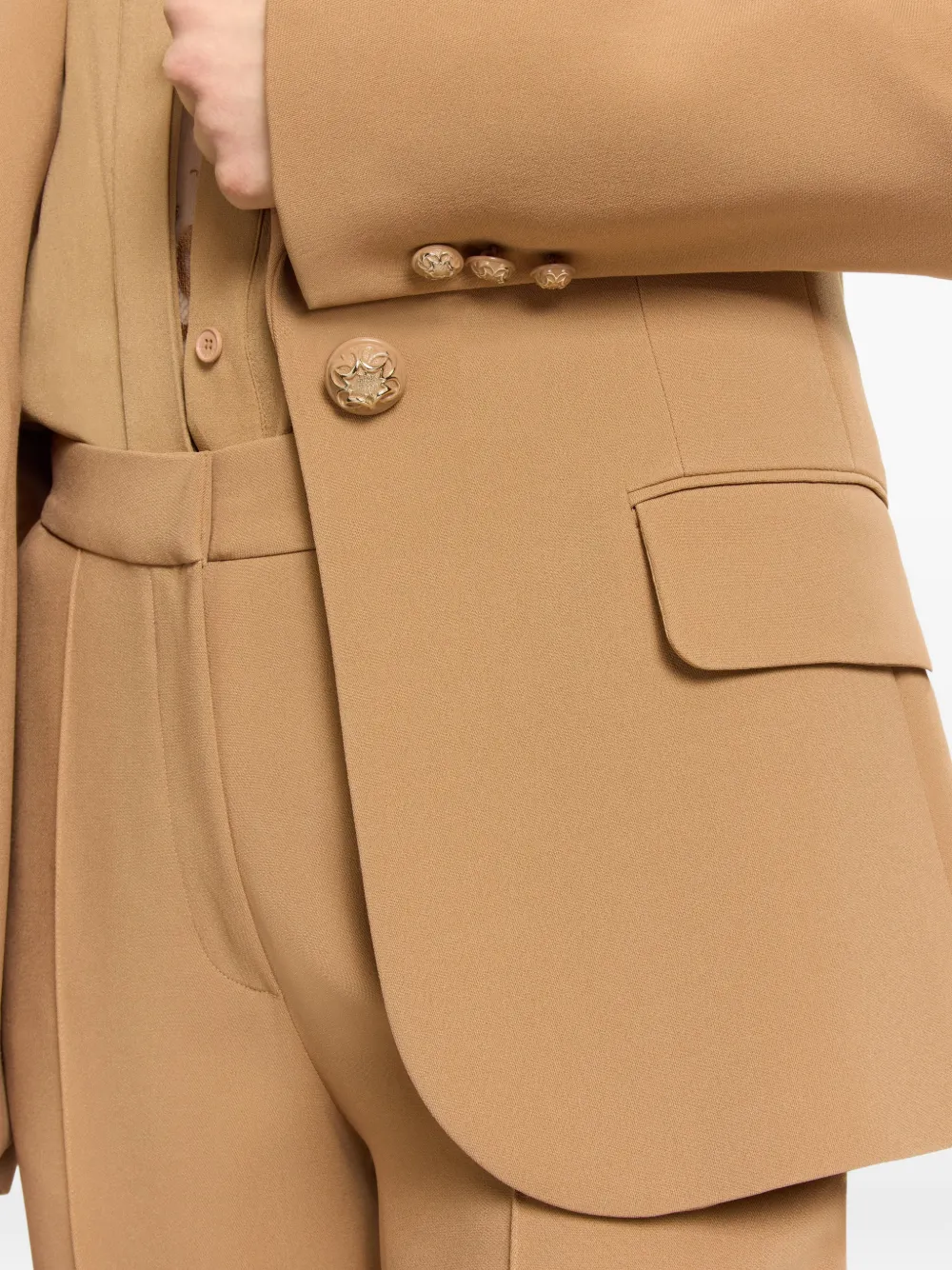 Elie Saab Blazer met gekerfde revers Beige