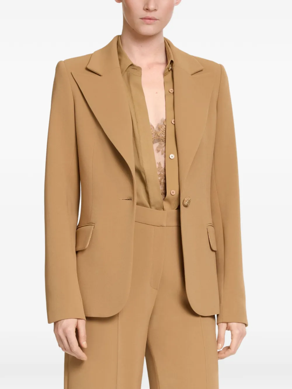 Elie Saab Blazer met gekerfde revers Beige