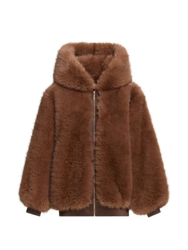 Elie Saab Zip-up Hooded Jacket in Brown