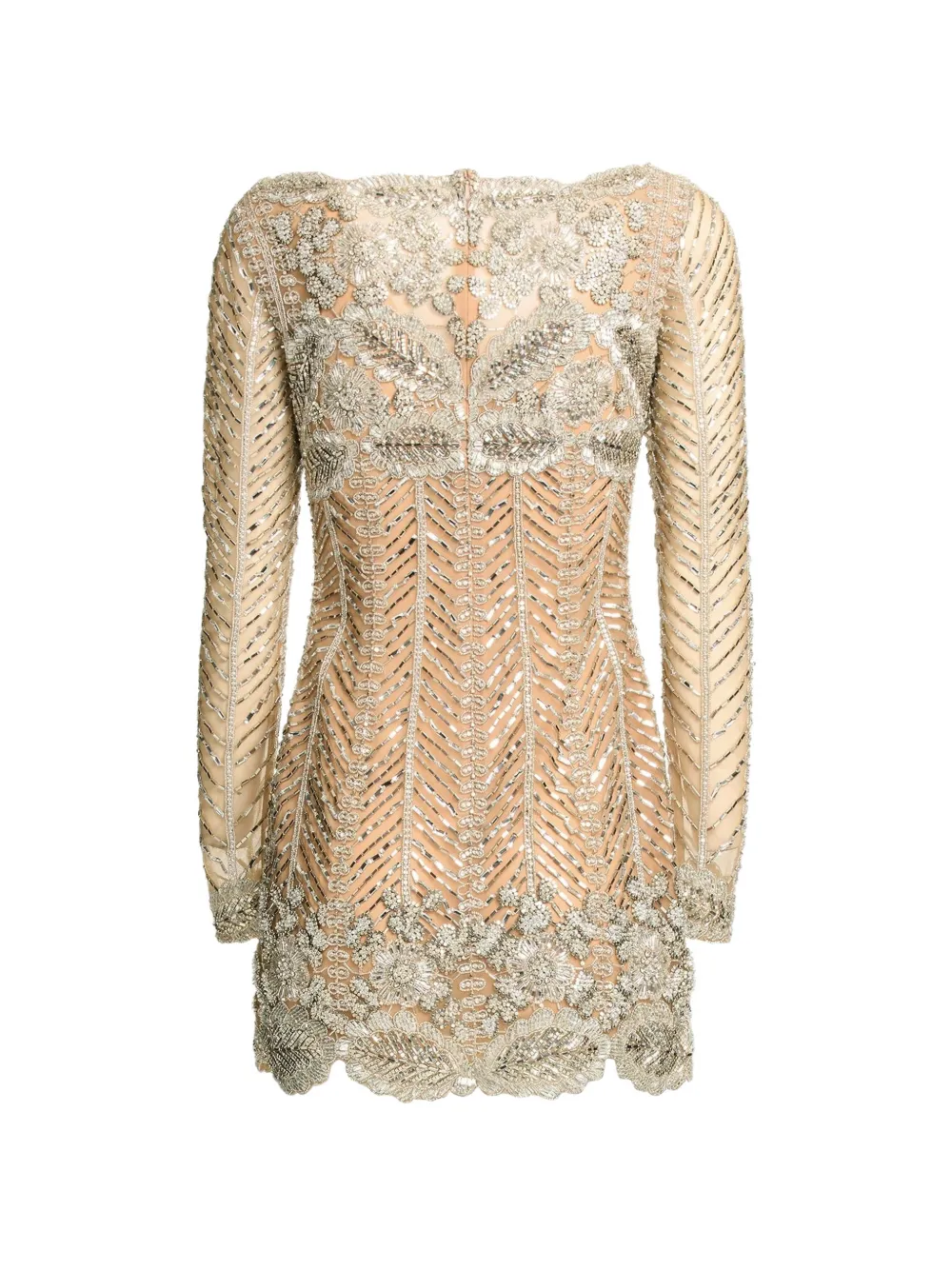 Elie Saab Mini-jurk met geborduurde kralen Beige