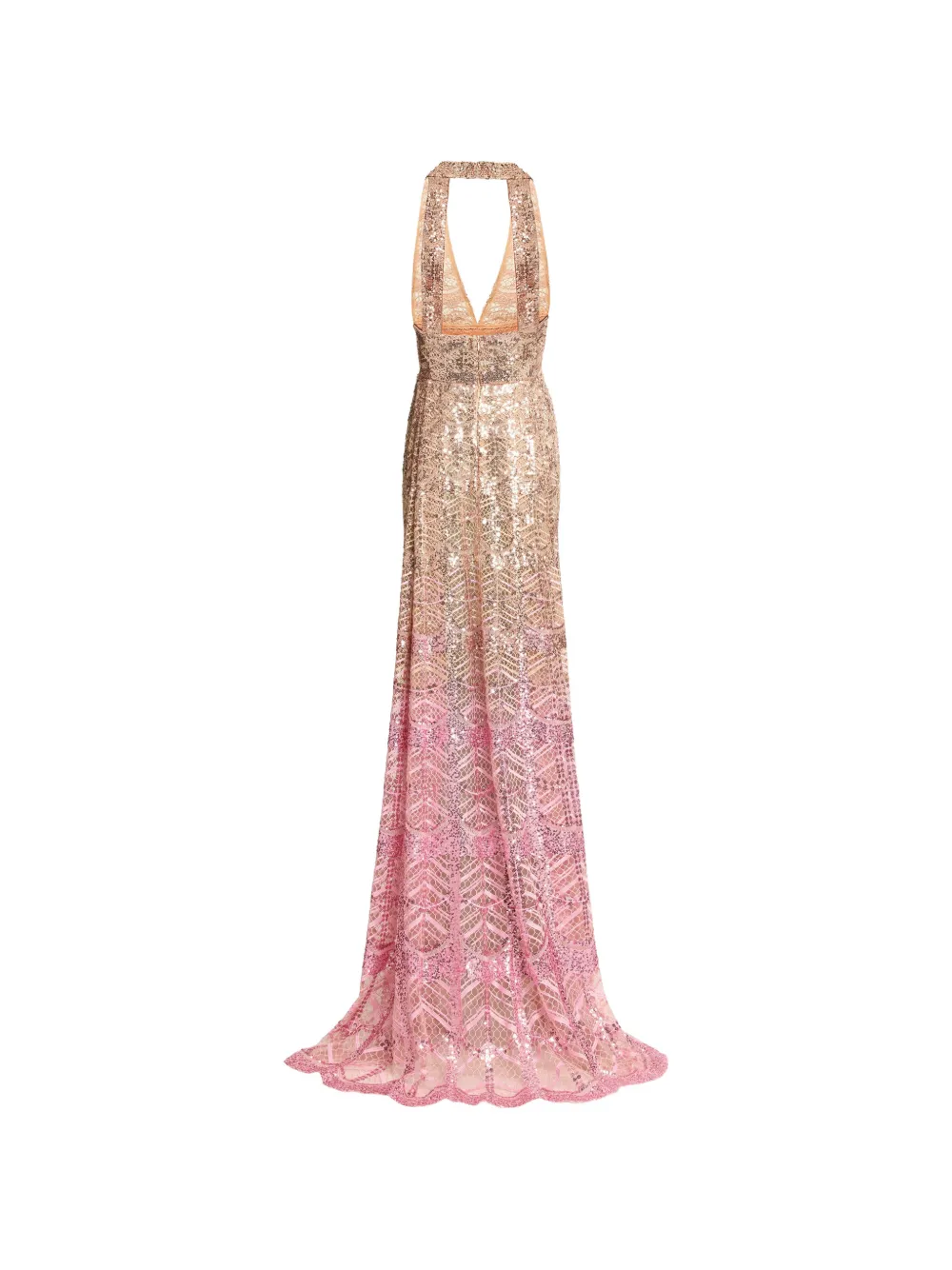 Elie Saab Tulen maxi-jurk verfraaid met pailletten Beige