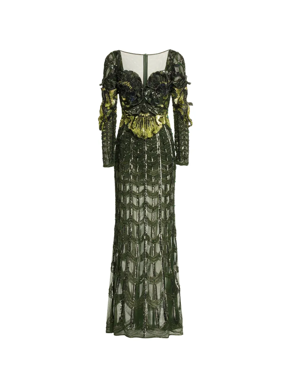 Elie Saab Abito lungo con scollo a cuore - Verde