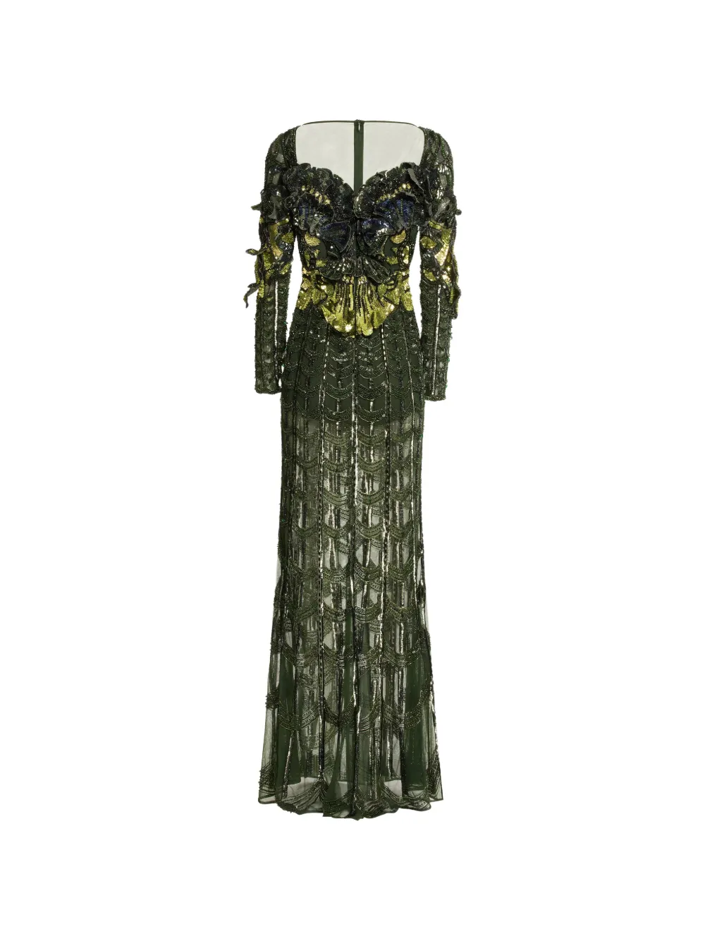 Elie Saab Maxi-jurk met hartvormige hals Groen