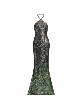 Elie Saab sequin-embellished halter-neck Maxi Dress | Black