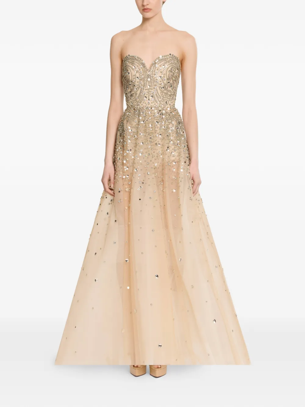 Elie Saab Jurk met ruches Beige
