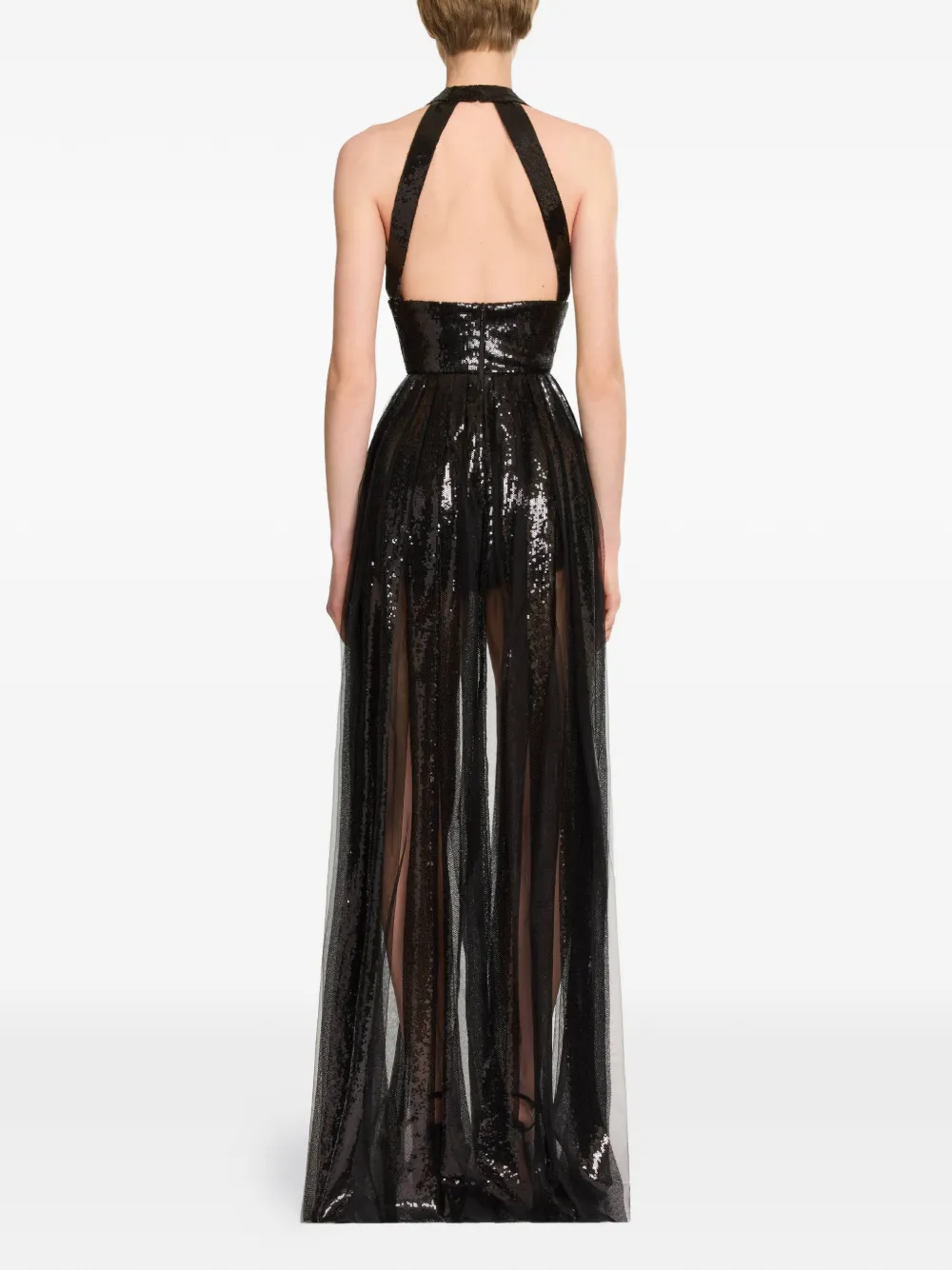 Elie Saab Maxi-jurk verfraaid met pailletten Zwart