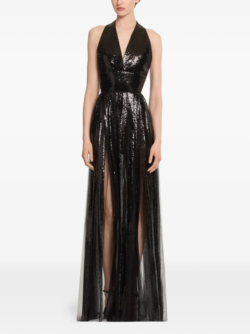 Elie Saab Maxi-jurk verfraaid met pailletten Zwart