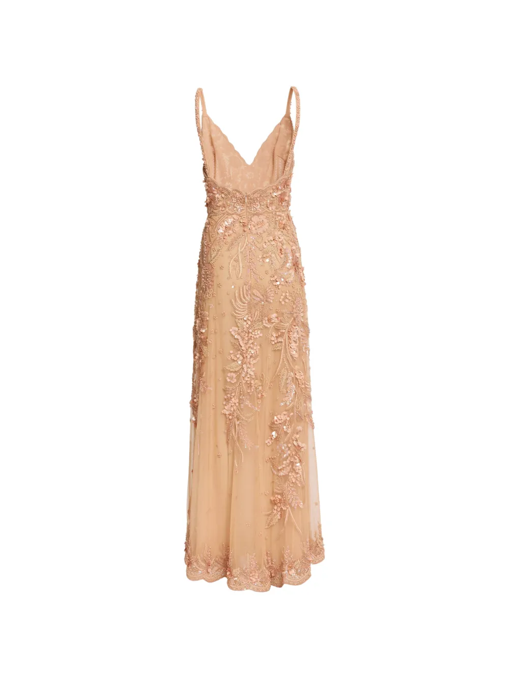 Elie Saab Maxi-jurk met geborduurde kralen Beige