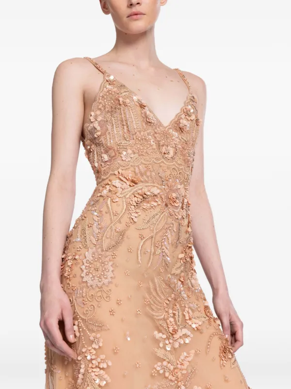 elie saab bead embroidered long dress Elie Saab - - Beaded Strapless Maxi Dress - Coral - FR 38