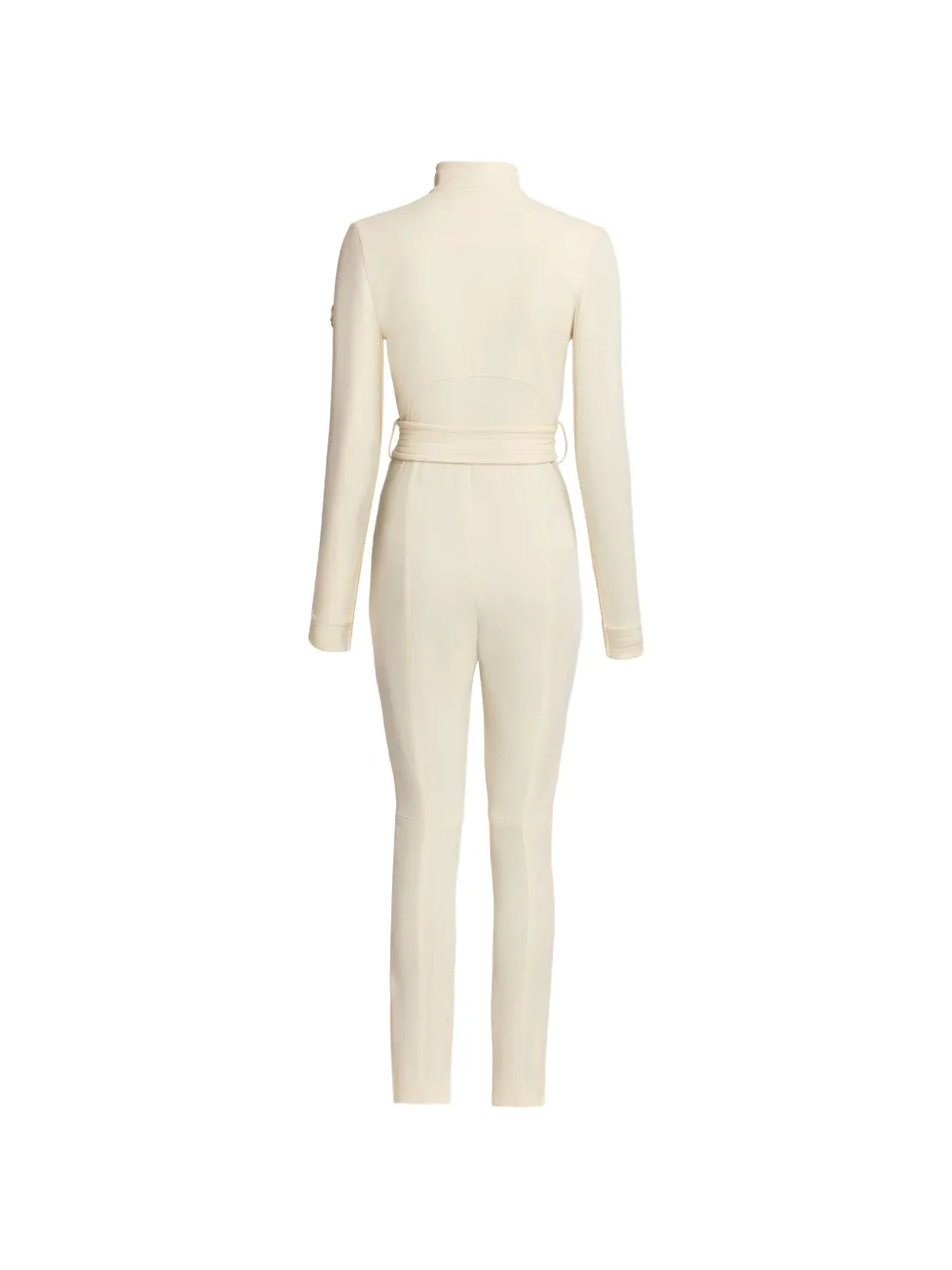 Elie Saab Jumpsuit met col en ceintuur Beige