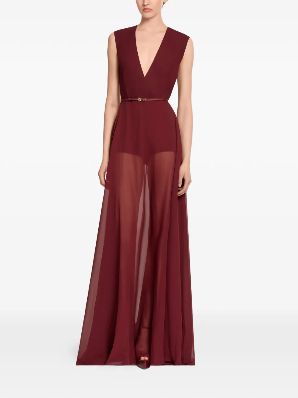 Elie Saab Maxi-jurk met ceintuur Rood