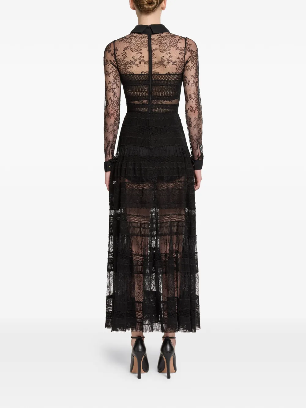 Elie Saab Midi-jurk met kanten strik Zwart