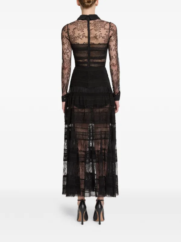elie saab black lace dress Elie Saab Lace Detail Midi Dress