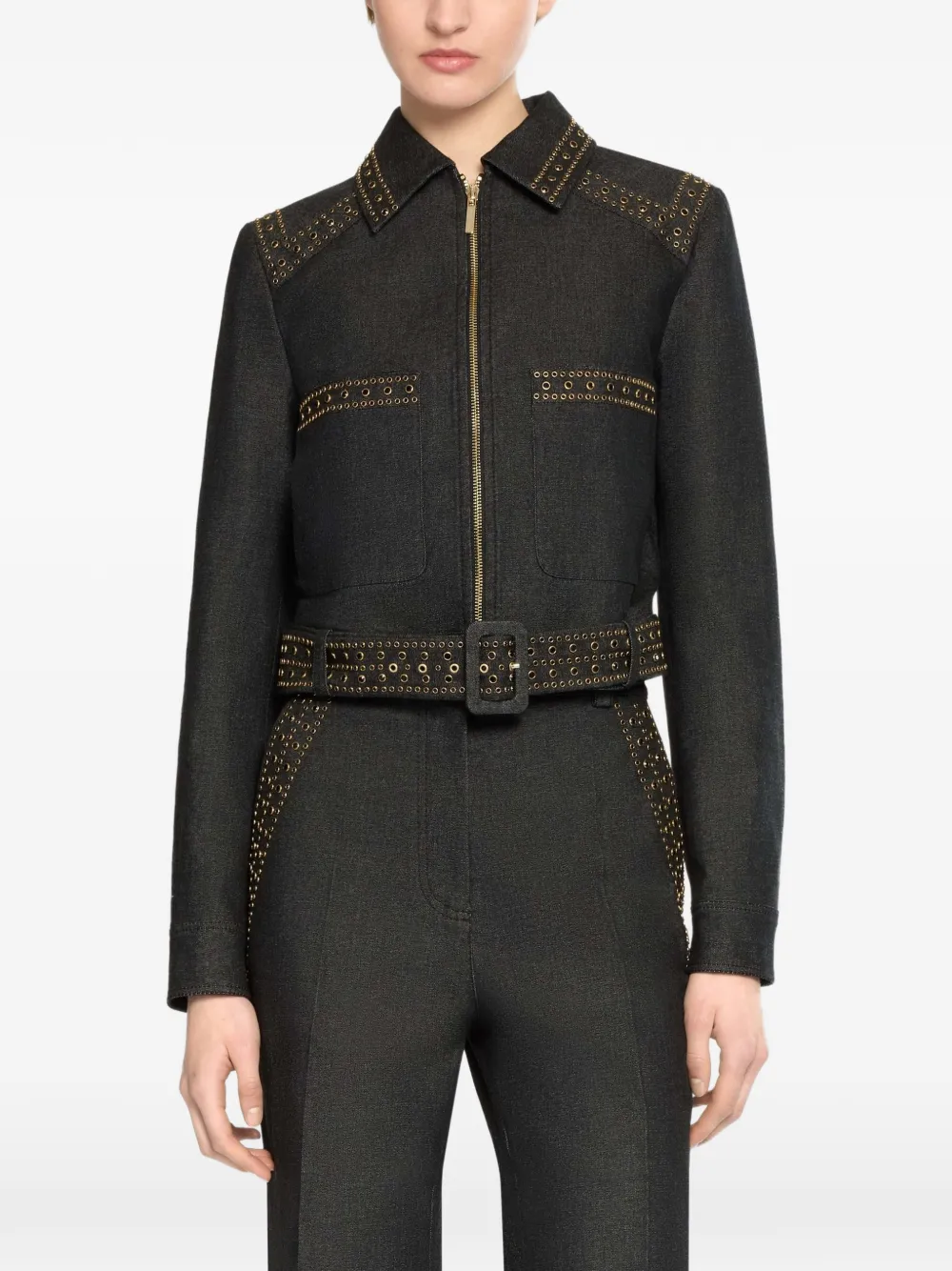 Elie Saab Verfraaid spijkerjack Zwart