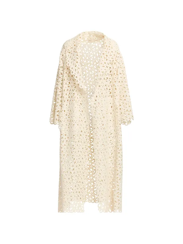 Elie Saab Macramé Coat in Neutrals