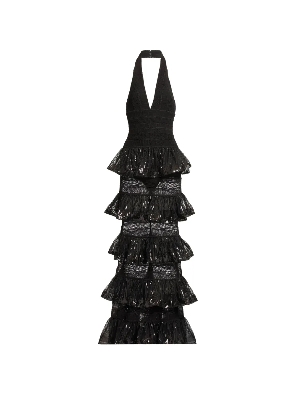 Elie Saab sequin-embellished ruffled maxi dress - Black