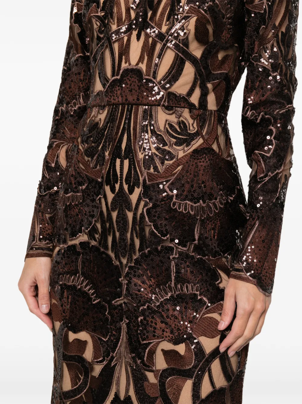 Elie Saab Jurk met pailletten CHOCOLATE BROWN