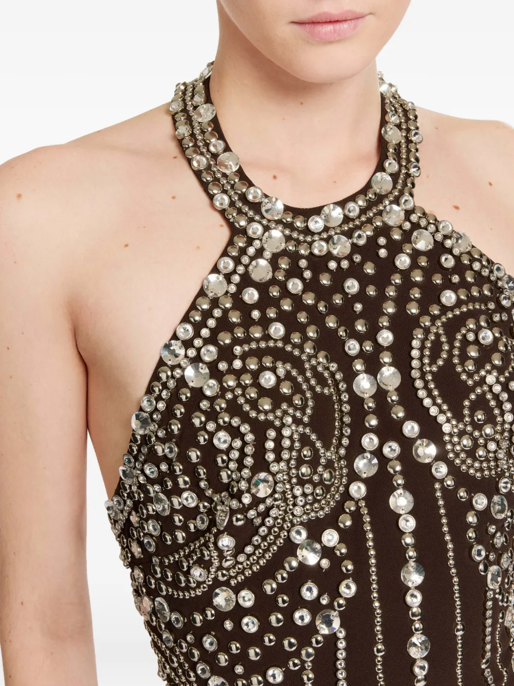Elie Saab Mini-jurk verfraaid met studs Bruin