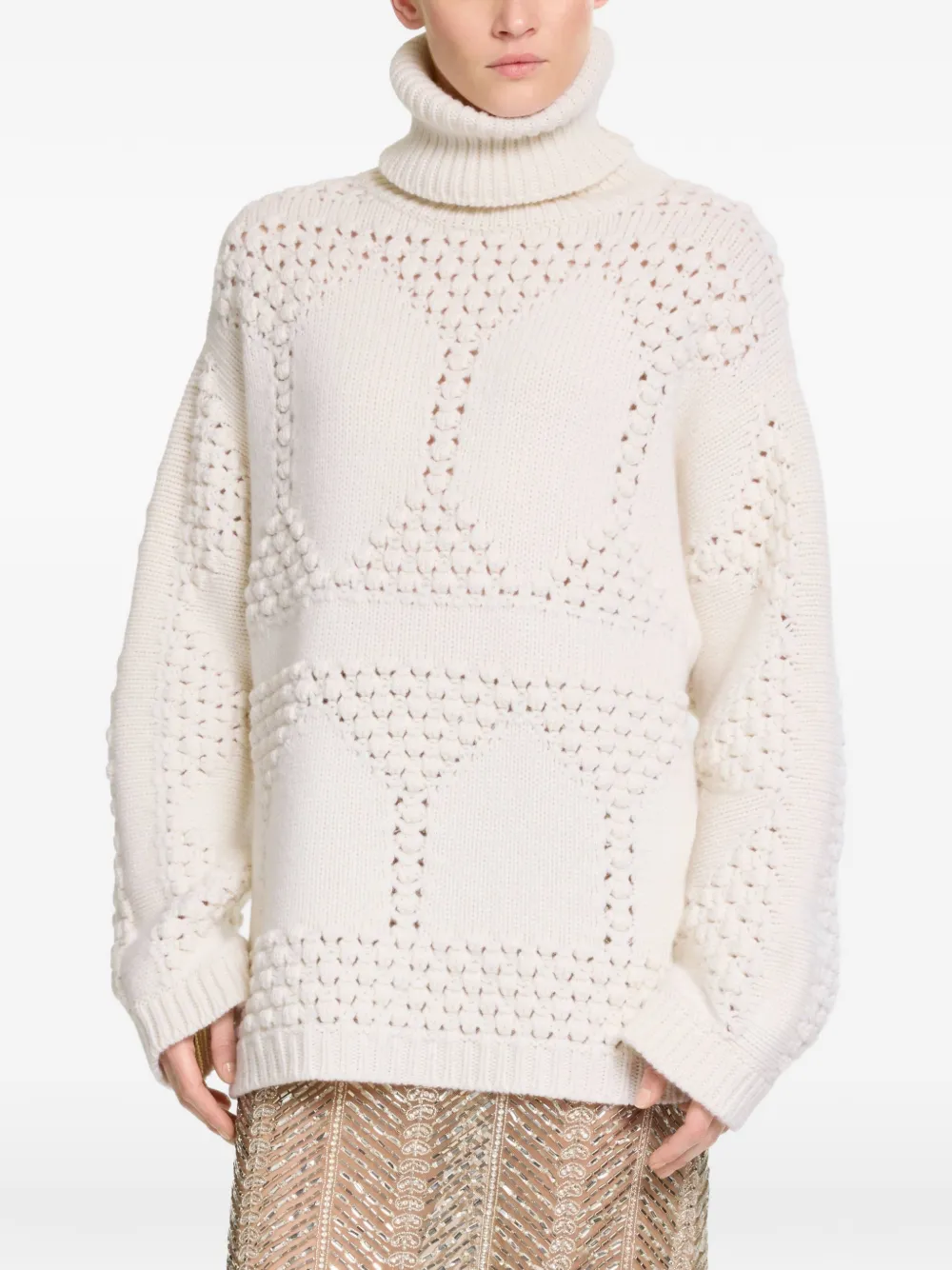 Elie Saab Ribgebreide coltrui Wit