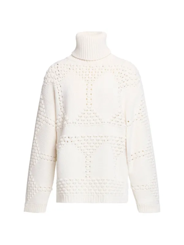 Elie Saab Ribbed-knit Turtleneck Sweater in White