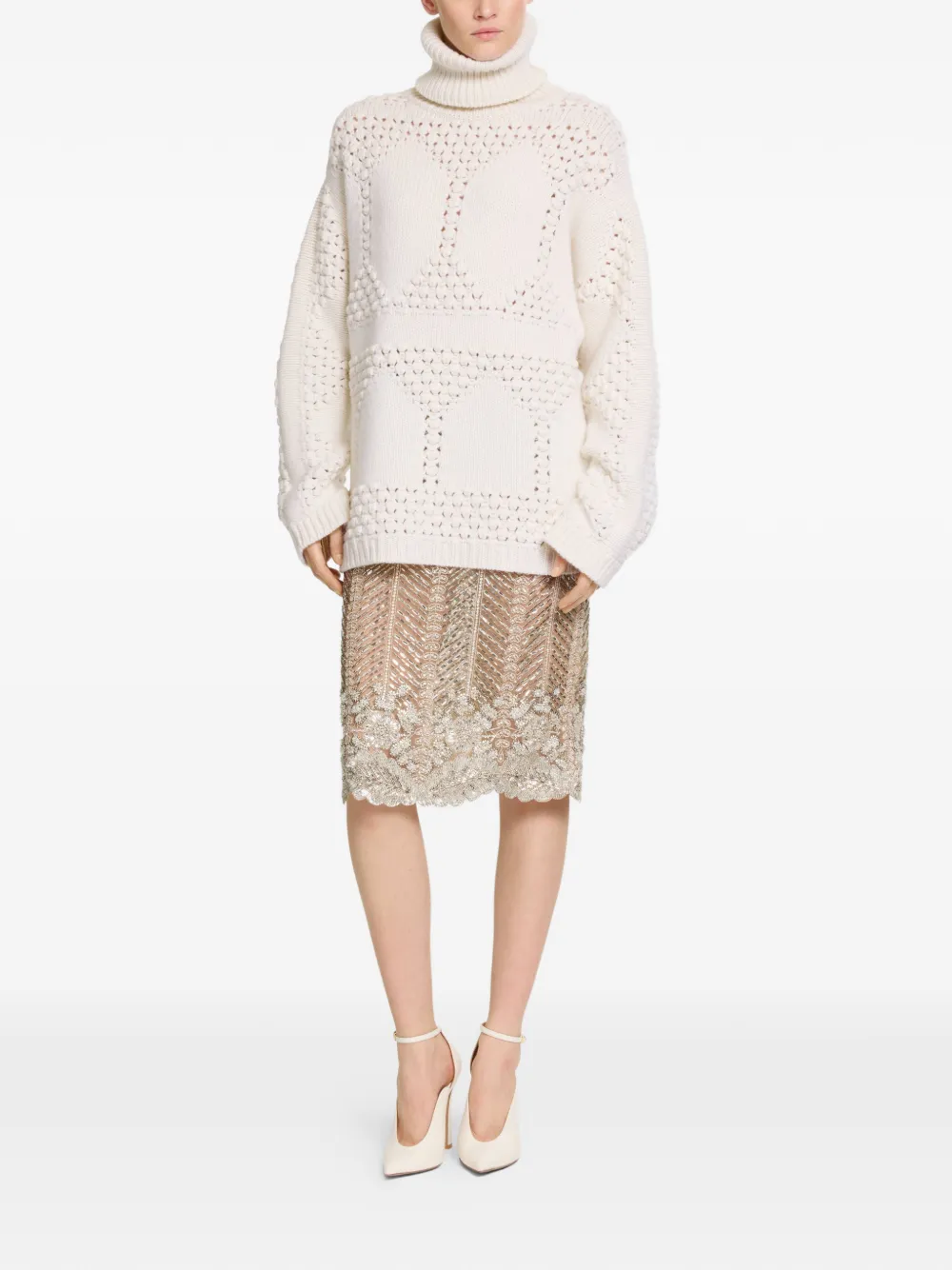Elie Saab Ribgebreide coltrui Wit