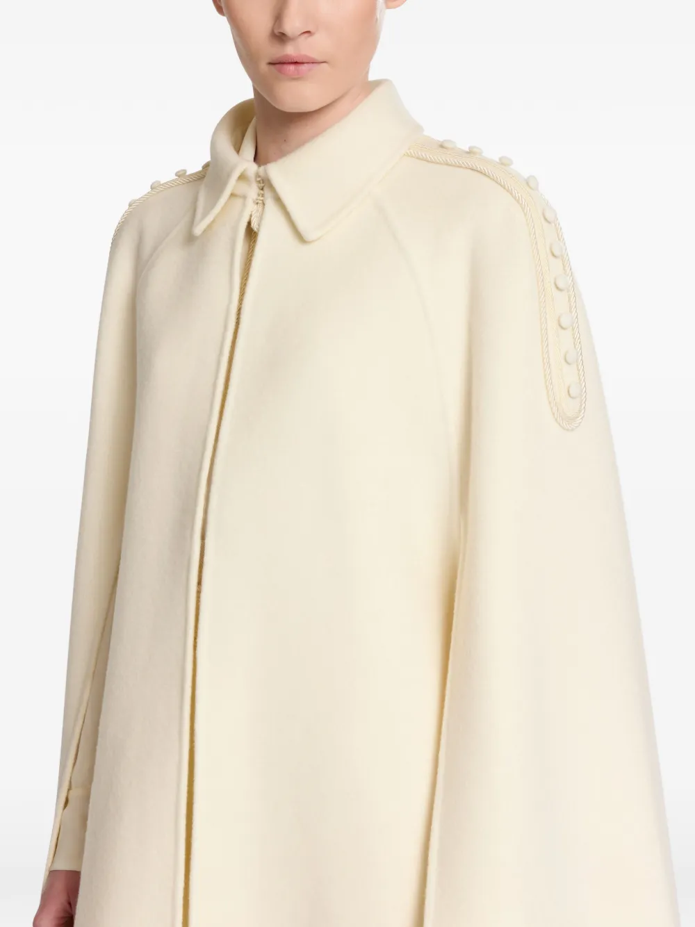 Elie Saab Cape verfraaid met schouders Beige