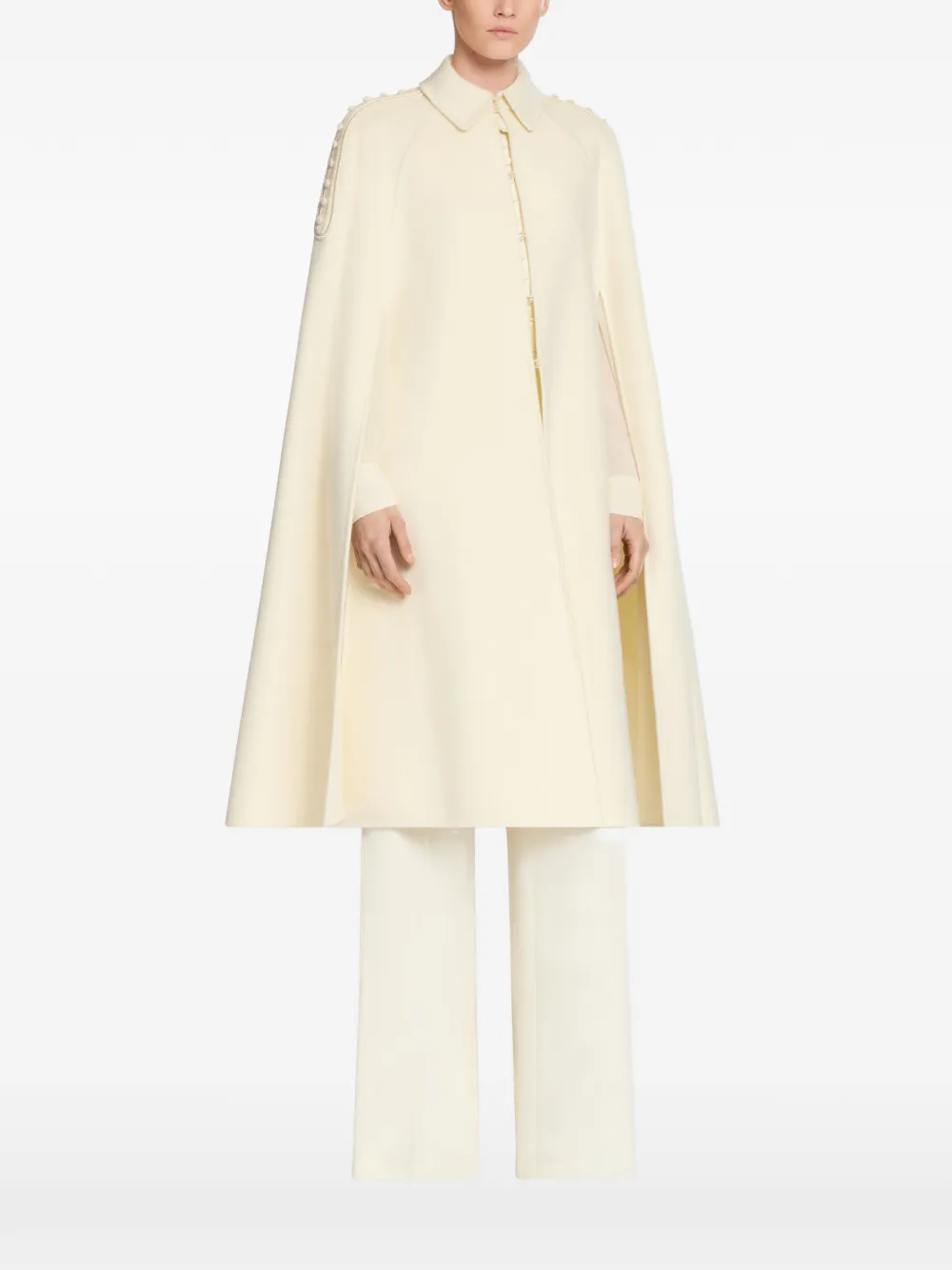 Elie Saab Cape verfraaid met schouders Beige
