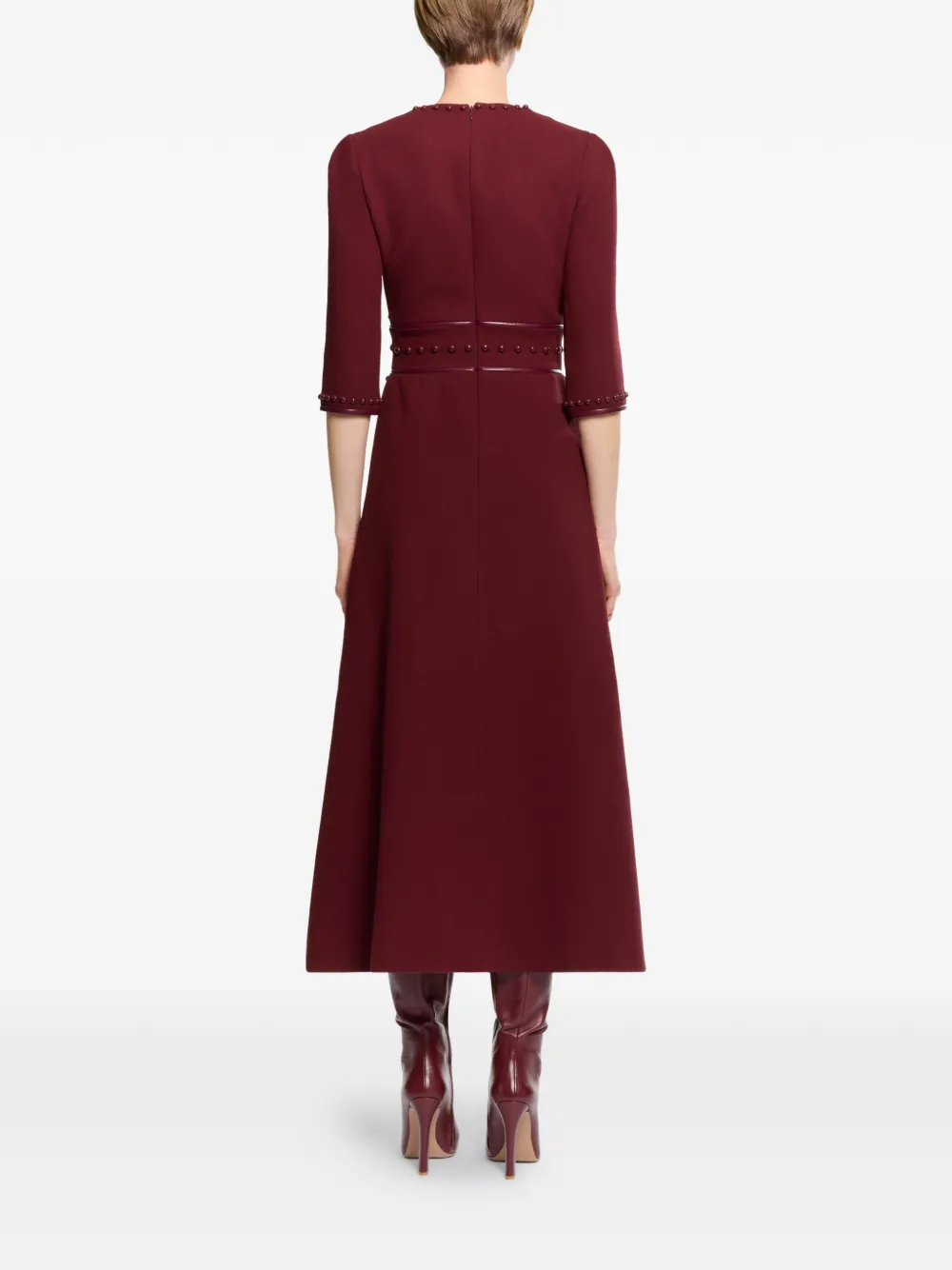 Elie Saab Midi-jurk met geborduurde studs Rood