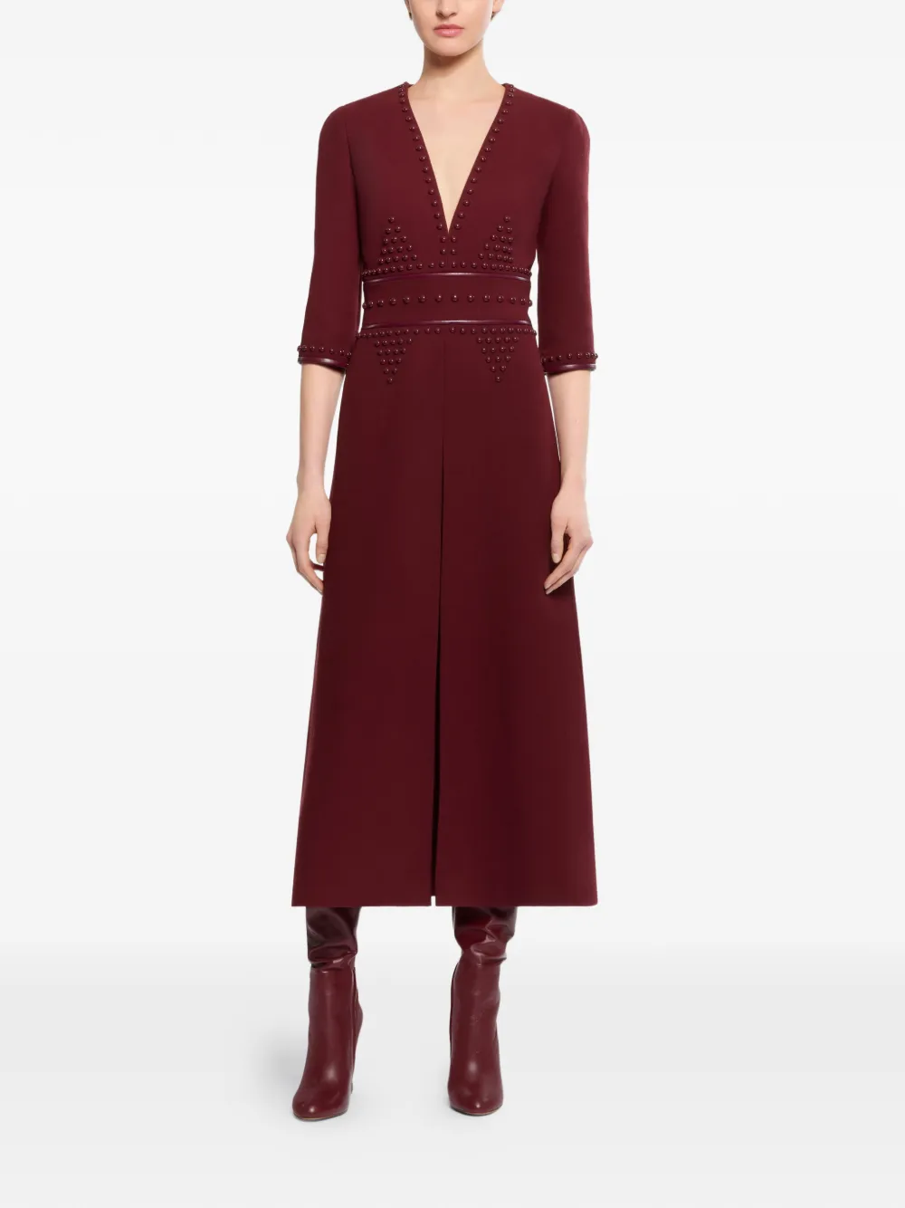 Elie Saab Midi-jurk met geborduurde studs Rood