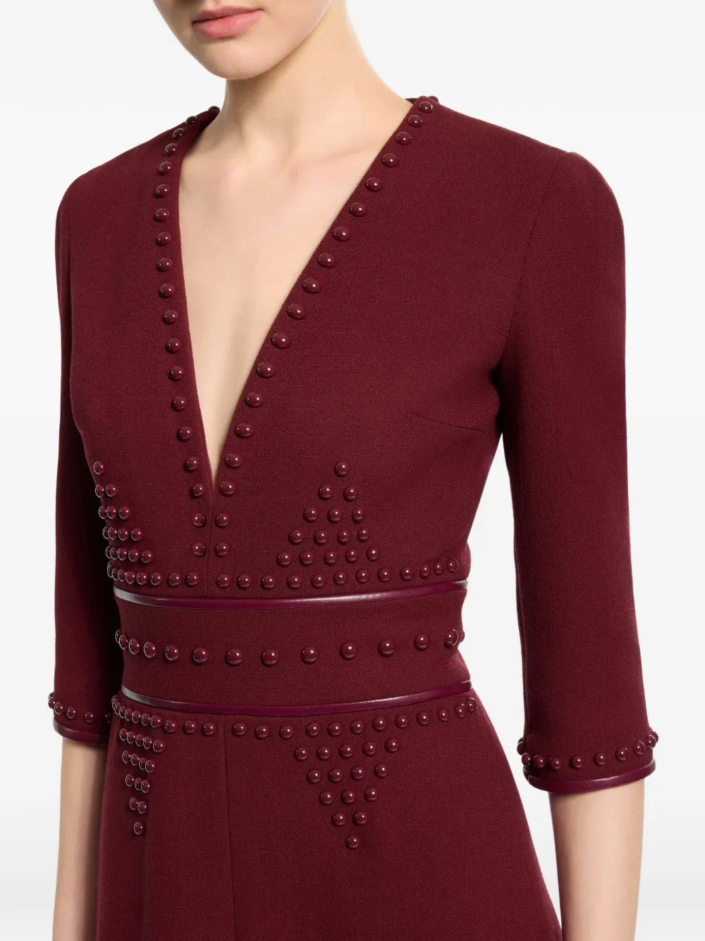 Elie Saab Midi-jurk met geborduurde studs Rood