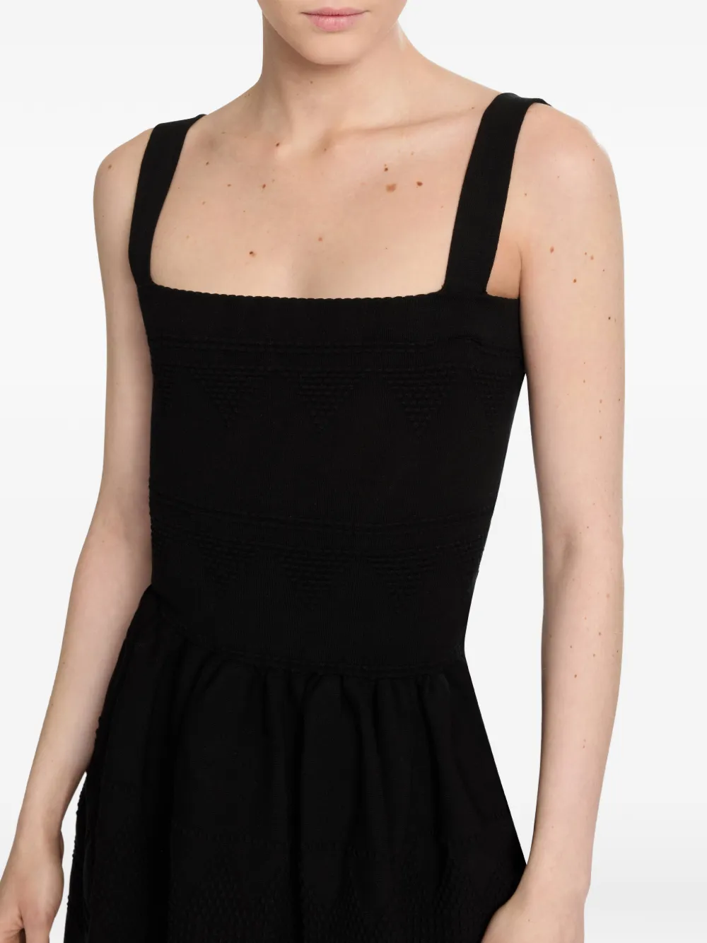 Elie Saab Midi-jurk met vierkante hals Zwart