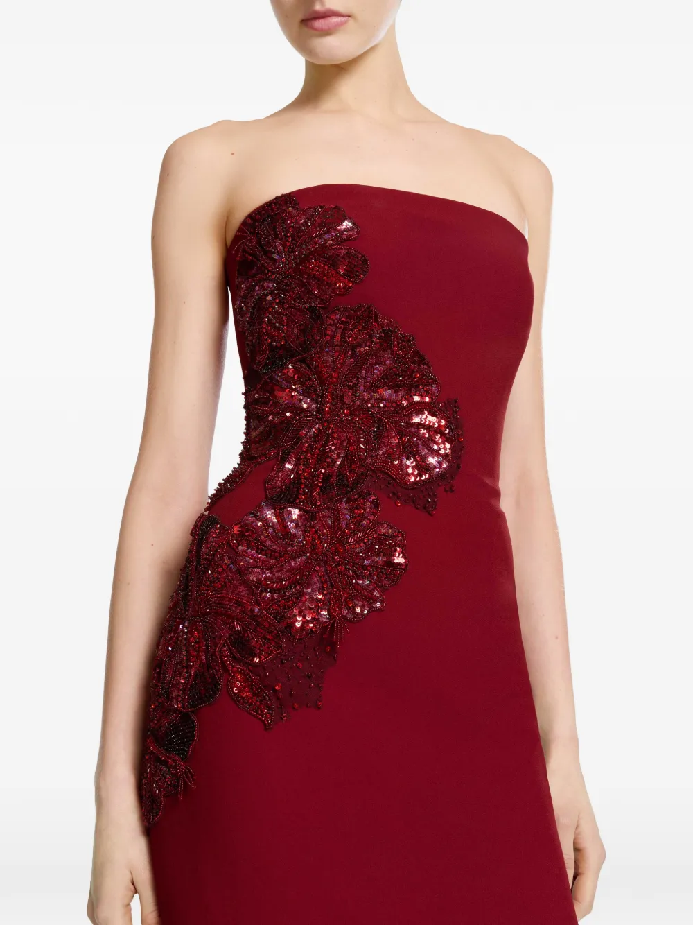 Elie Saab Strapless maxi-jurk Rood