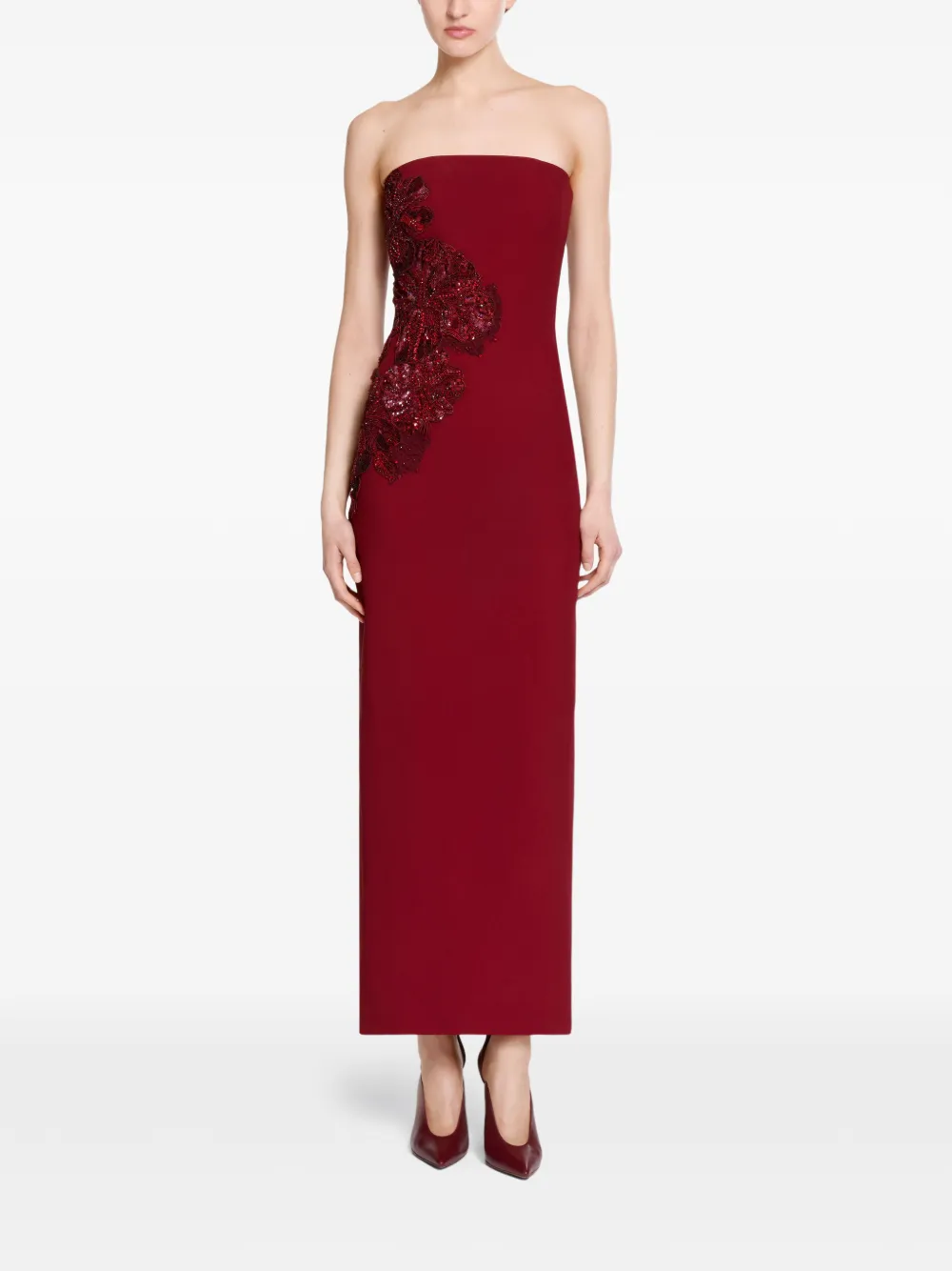 Elie Saab Strapless maxi-jurk Rood
