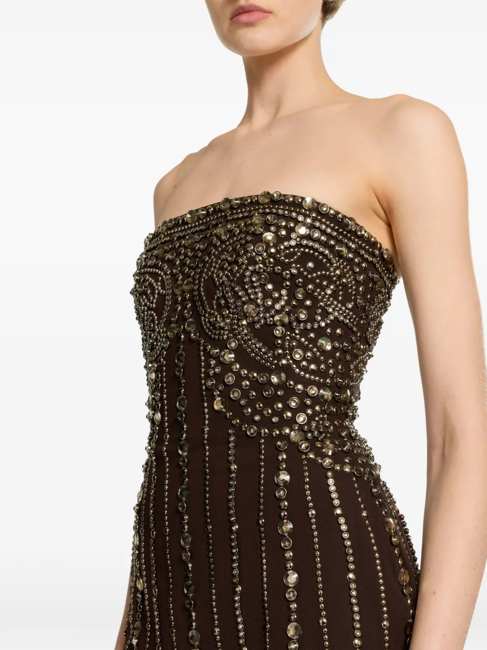 Elie Saab Jurk met ruches Bruin