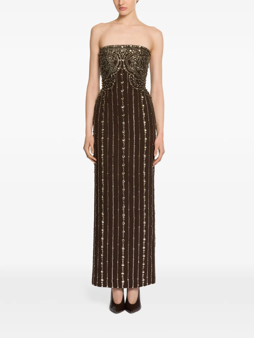 Elie Saab Jurk met ruches Bruin