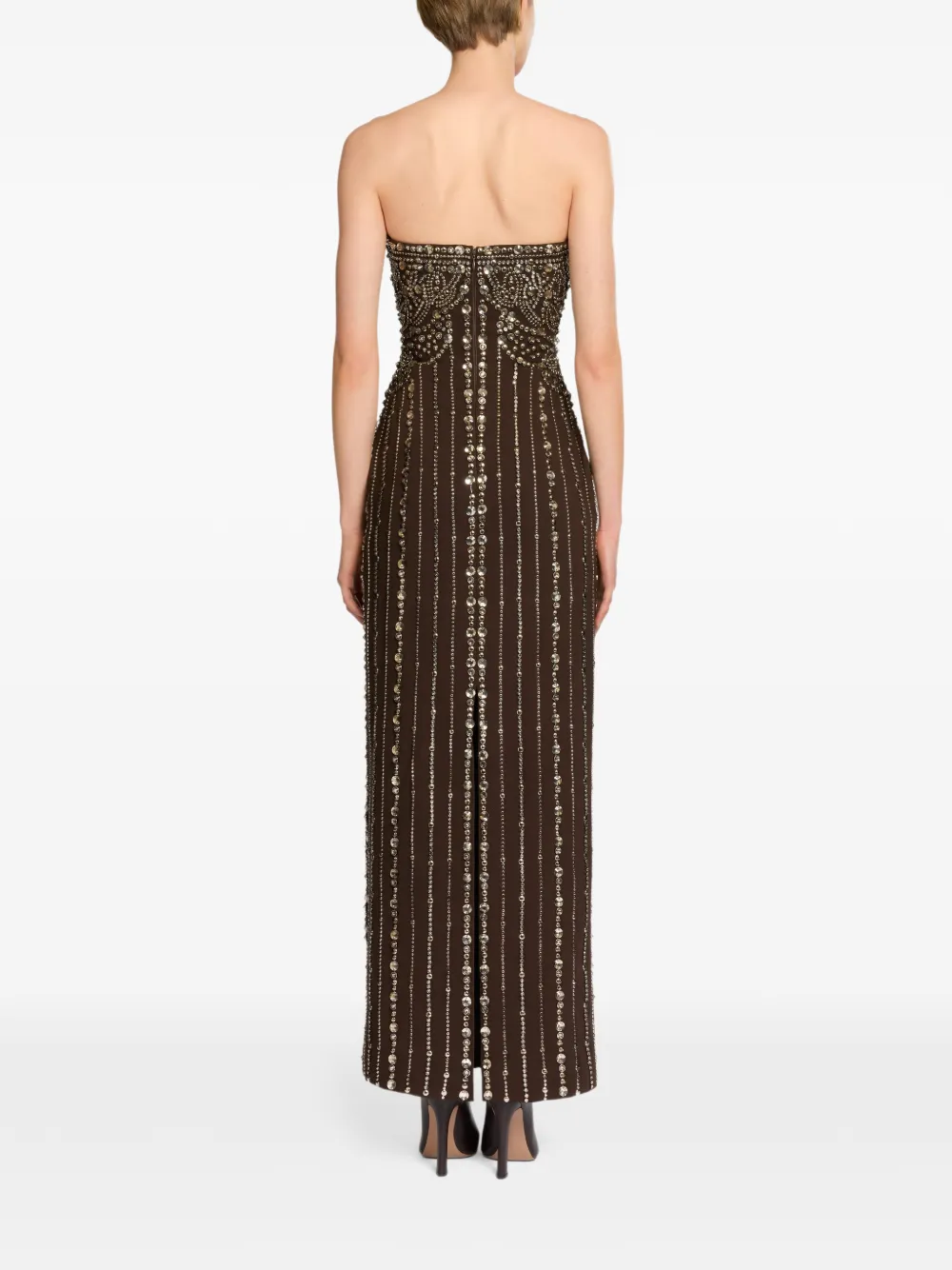 Elie Saab Jurk met ruches Bruin