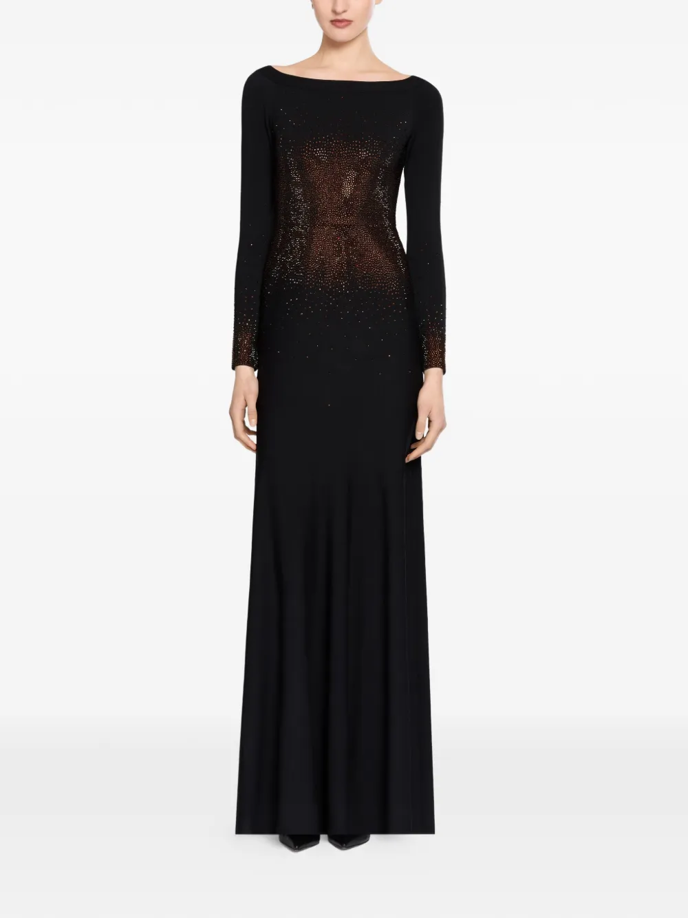 Elie Saab Maxi-jurk verfraaid met kristallen Zwart